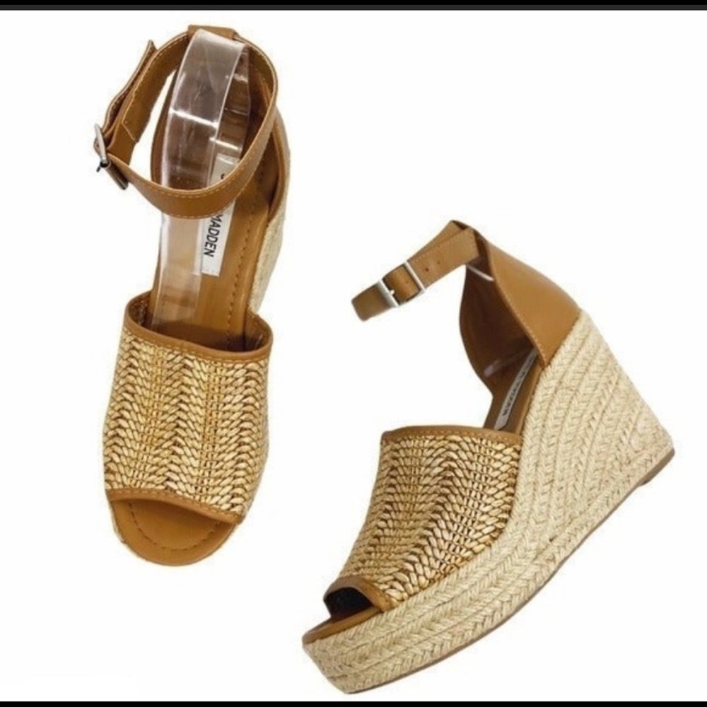 Steve Madden Lorant Rafia Espadrille Wedge Sandals